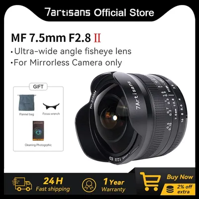 7artisans 7,5 mm F2,8 Mark II Ultraweitwinkel-Fisheye-Handobjektiv für Sony E Fuji XF Nikon Z Micro M4/3 Canon EOS-M M50 Canon RF