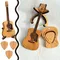 Hölzerne Akustikgitarren-Pick-Box, Gitarren-Pick-Halter mit Ständer und Gitarren-Picks, Gitarren-Pick-Aufbewahrungsbox für Gitarristen und Liebhaber