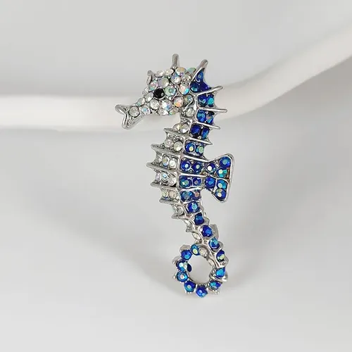 Fashion New Seahorse-shaped Brooches for Men and Women Fine Shiny Cartoon Seahorse Pin Personalized Clothing Jewelry Set Gift