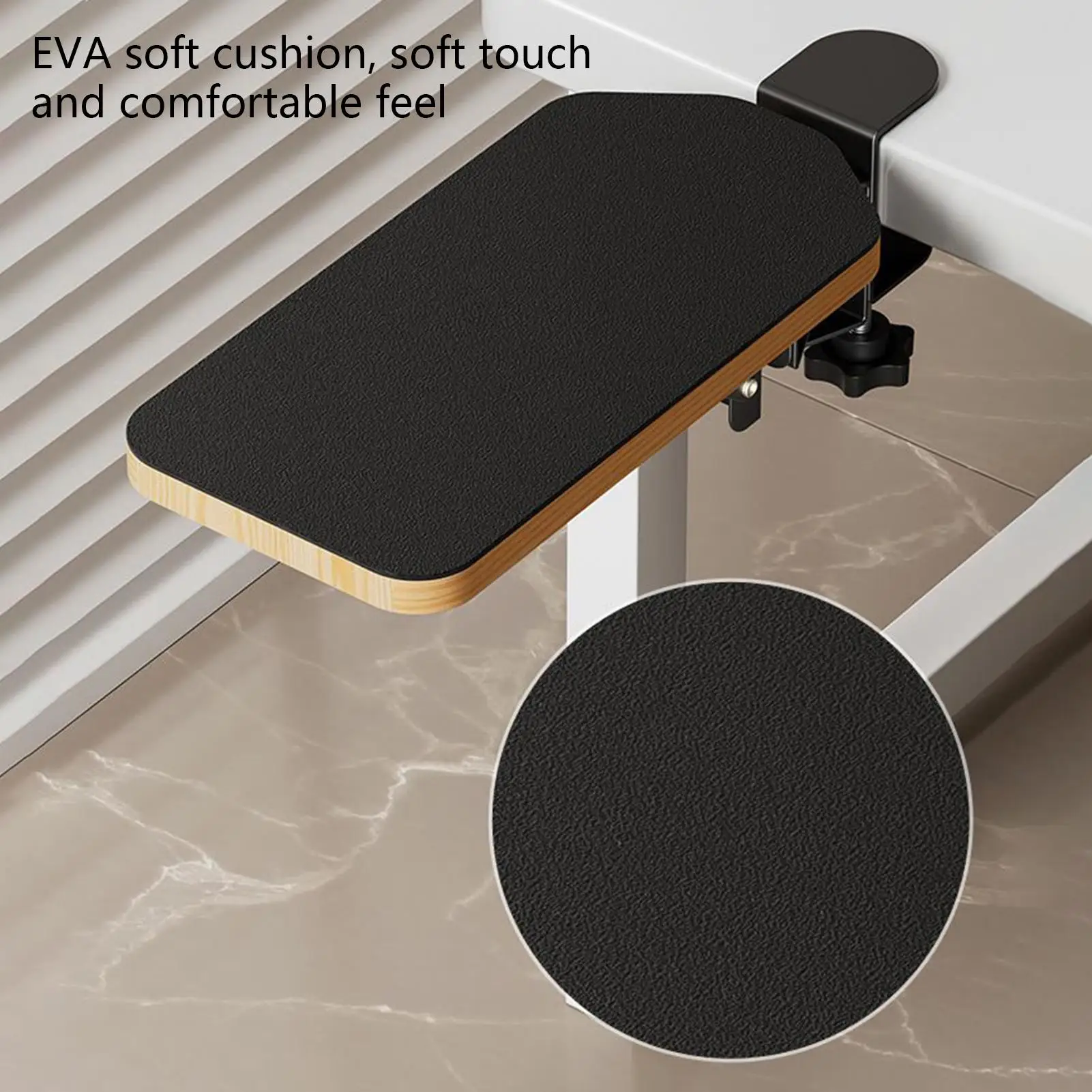 Computer-Armlehne für Schreibtisch, Tischverlängerung aus Holz, 90 Grad drehbar, faltbar, gepolsterte Armlehne zum Tippen von Gameplay-Computer Image