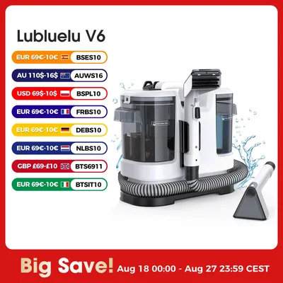 Lubluelu V6 Leistungsstarker Teppichreiniger, leistungsstarke Reinigungsmaschine, Punktdampf für Sofa, Vorhang, nasser Stoff mit 1,75 l Doppeltanks Image