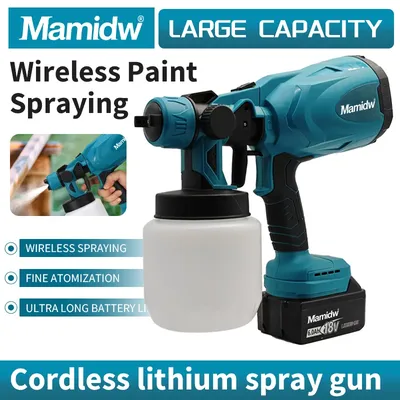 1000ML Electric Spray Gun High Power Cordless Paint Sprayer Auto Furniture Steel Coating Airbrush For Makita 18v Battery pin