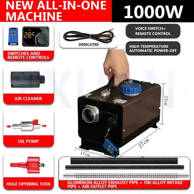 12V 24V All-in-one Machine 1000W Small Mini Truck Parking Heater Diesel Heater Electric Vehicle Diesel Heater Diesel Air Heater