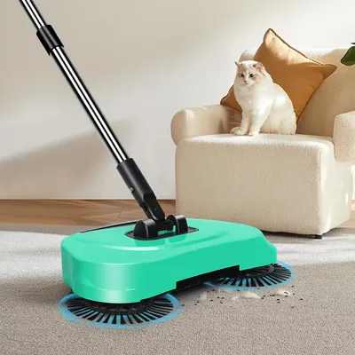 3 in 1 Manual Floor Cleaning System Push broom, mop and broom combination for fast sweeping and precise mopping for hard floors.