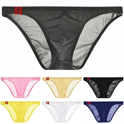 Heißen männer Sexy Atmungsaktive Unterwäsche Eis Seide Männer Slip Nahtlose Höschen Männer Bikini Solide Low Taille Männer Weiche Dessous unterhose Image
