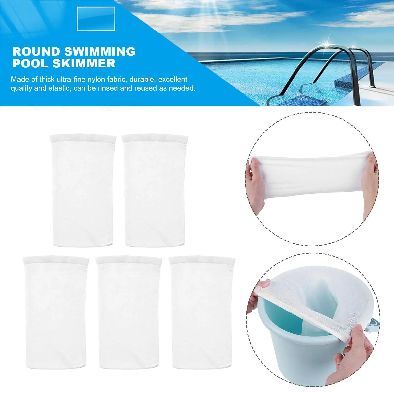 5/10 Pack Pool Skimmer Socken Körbe Filter für unterirdische oberirdische Pool für Außen filter Schwimmt eich Zubehör Image