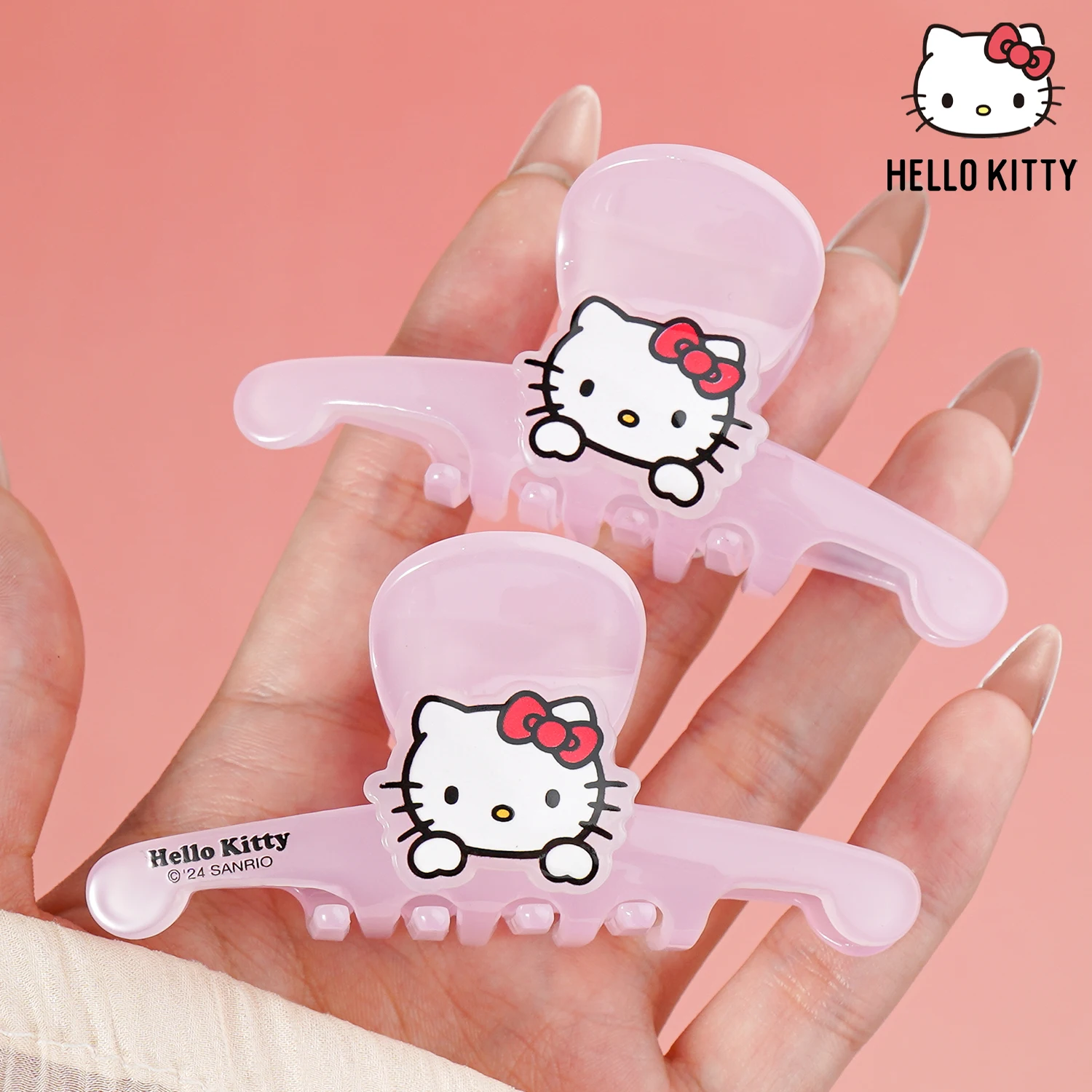 Jelly Pink Hello Kitty Haarspange – Niedliche Acryl-Haarnadeln – Haarschmuck, Geschenke für die Schule oder den täglichen Gebrauch Image