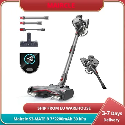 Maircle S3-MATE B Cordless Vacuum Cleaner with Store and Charge 2-in-1 Dock, 40min Runtime, for Hard Floors, Carpet and Pet Hair