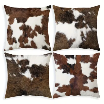 Brown and White Cowhide Patterned PillowcasesSuitable for sofa car bedroom decorative cushion cover pillow cover Image