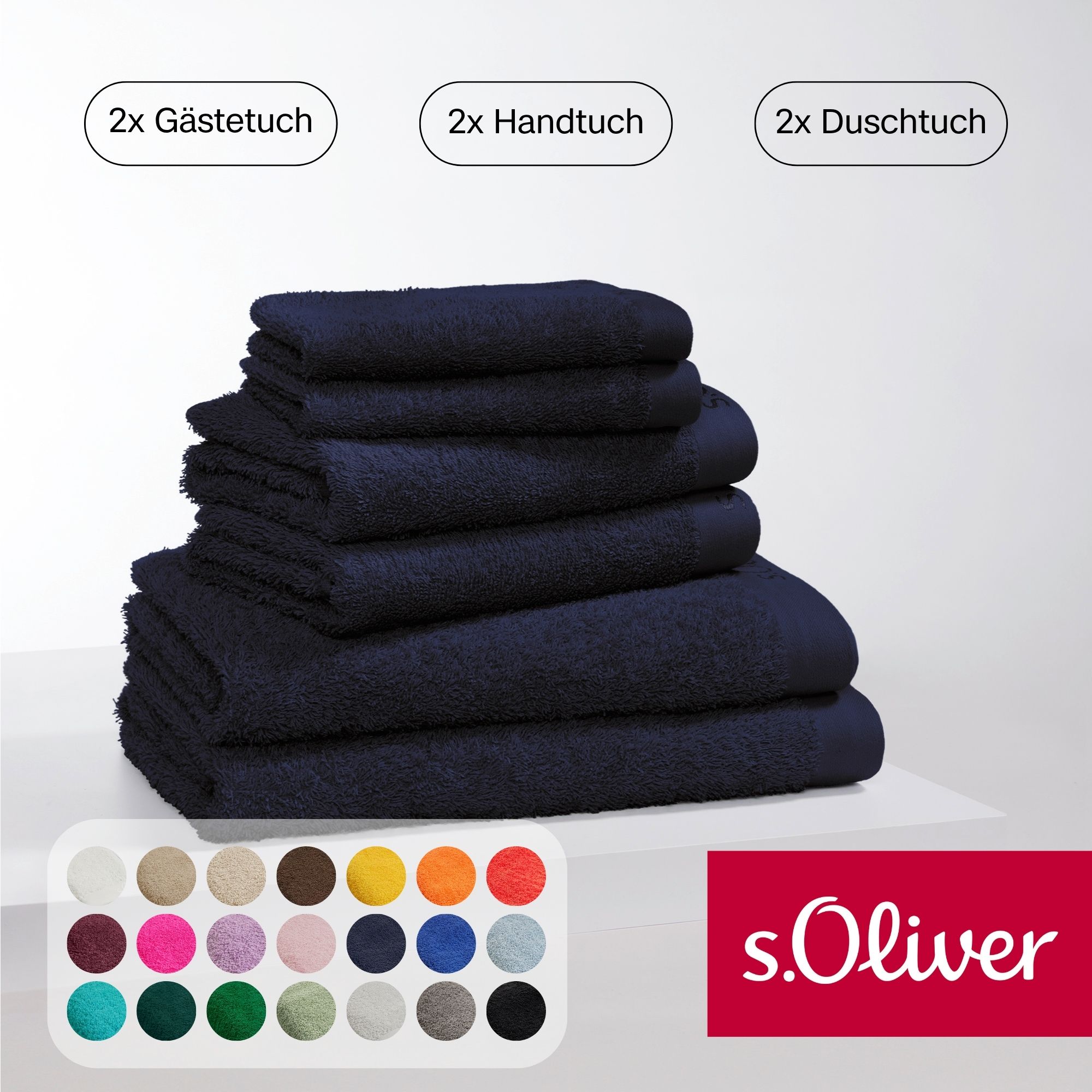 Handtuch Set S.OLIVER "s.Oliver, Premium Qualität, 600 gr/m²", blau (marineblau), 6 Stk., Walkfrottier, Walkfrottier, Obermaterial: 100% Baumwolle, Handtuch-Sets, 2 Gästetücher 30x50, 2 Handtücher 50x100, 2 Duschtücher 70x140