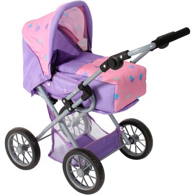 Kombi-Puppenwagen CHIC2000 "Leni", herzchen lila, Puppenwagen, KinderB:37cm H:68cm T:64cm, Metall, Kunststoff, Stoff, mit herausnehmbarer Tragetasche, B:37cm H:68cm T:64cm