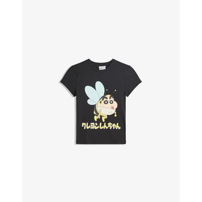 Bershka Shin Chan Print Short Sleeve T-Shirt Women Xs Black