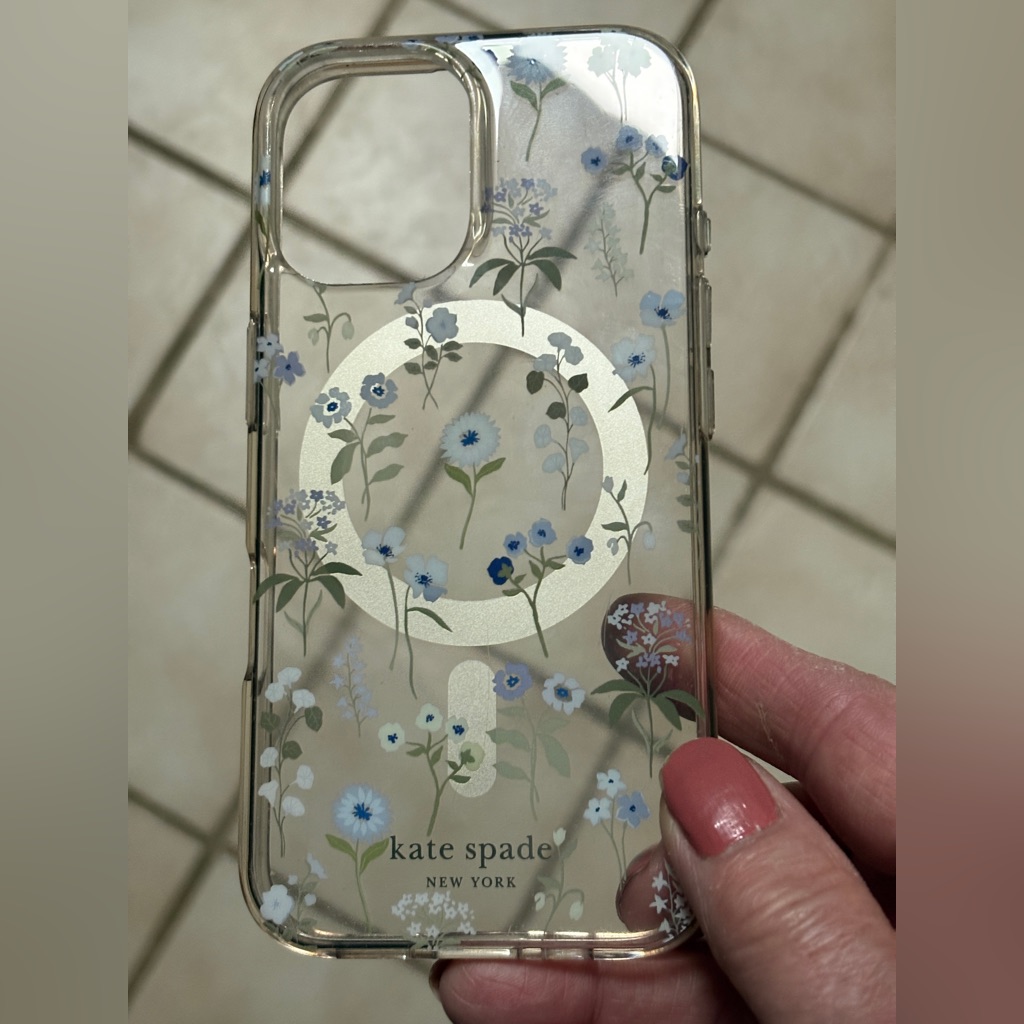 Kate Spade Cell Phones & Accessories | Free With Purchiphone 16 Blue Floral Phone Case Magsafe | Color: Blue/Gold | Size: Os