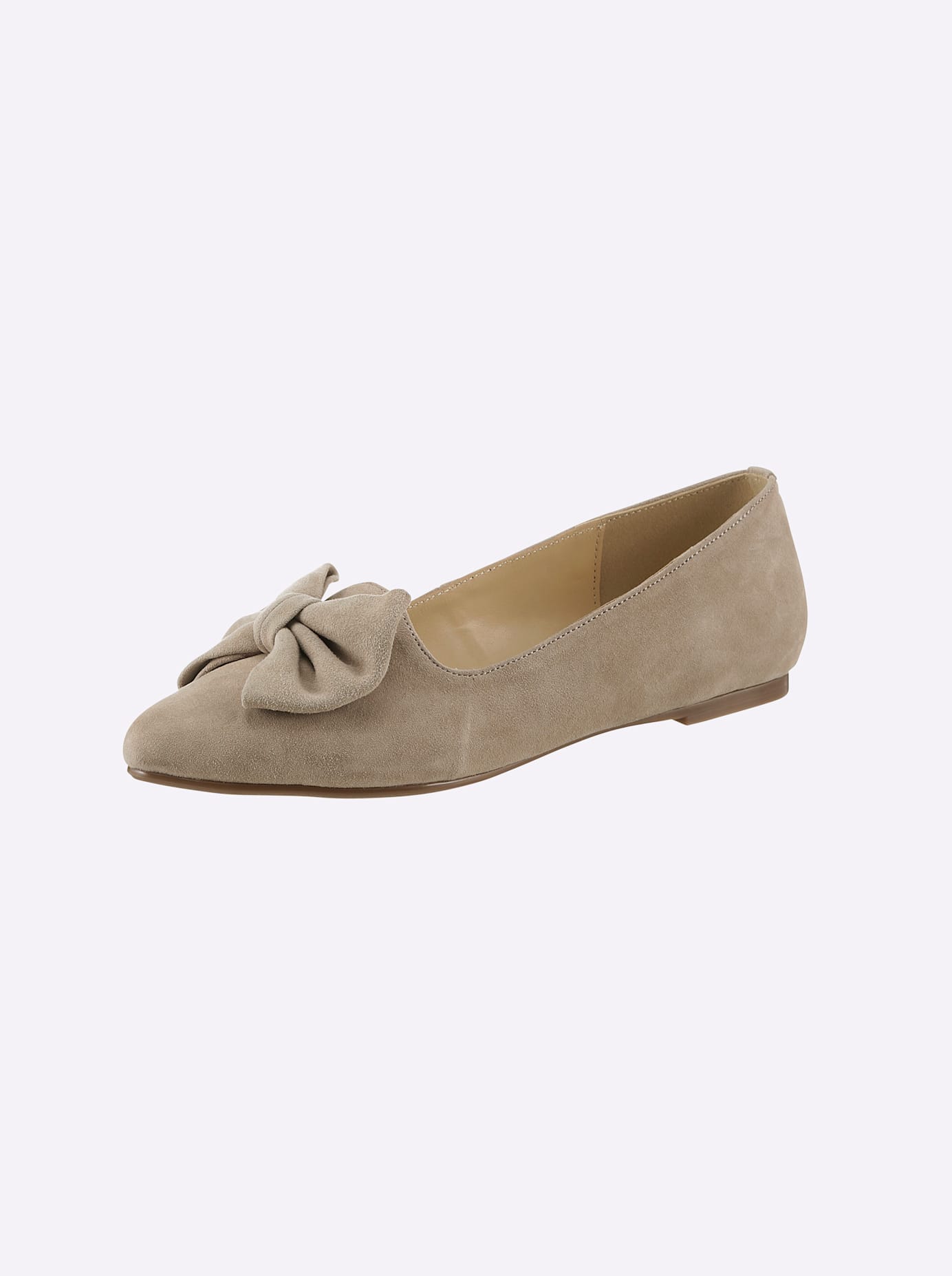 Ballerina ANDREA CONTI, Damen, Gr. 40, grau (taupe), Leder, Veloursleder, Schuhe Ballerina