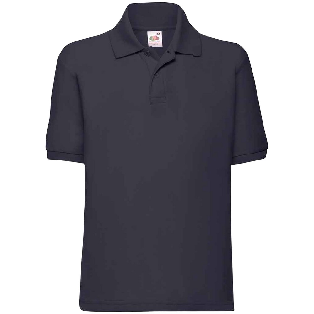 Fruit of the Loom Kinder Poly/Baumwolle Pique Polo Shirt (Dunkles Marineblau) Image