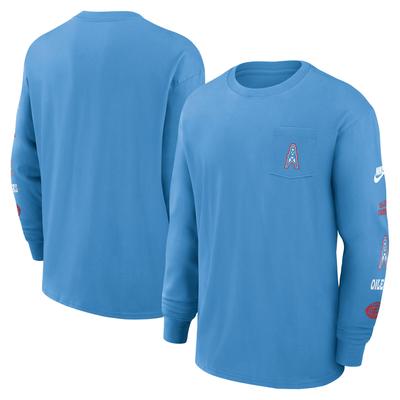 Nike Houston Oilers Rewind Heavy Max90 Langarm-T-Shirt mit Tasche für Herren, Hellblau Image