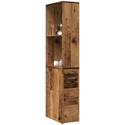Badschrank Schmal mit Rollen Altholz-Optik Holzwerkstoff - Vidaxl Image