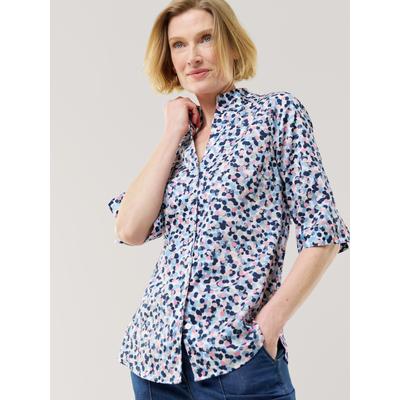 Walbusch Damen Bügelfrei-Bluse Kelchkragen Blau gepunktet Image