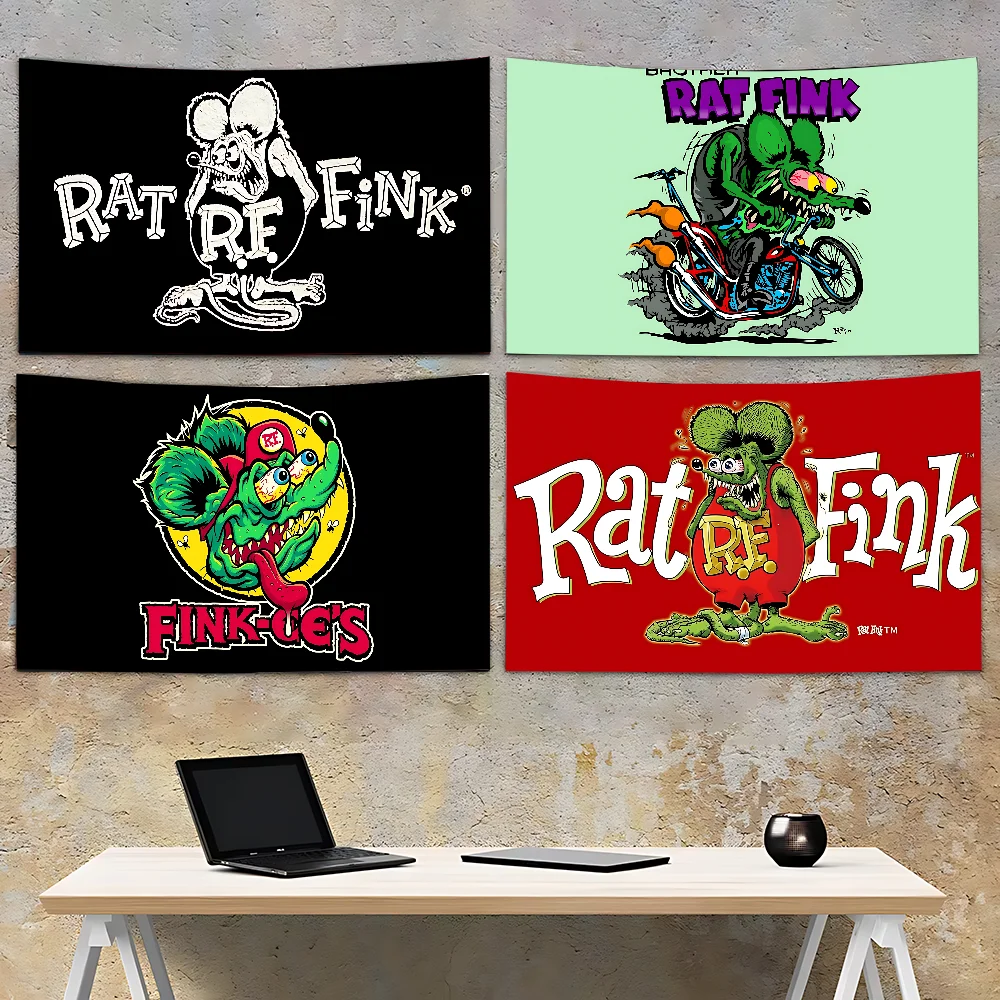 R-RAT F-FINK Flagge, Polyester, bedruckt, Autoflaggen für Zimmer, Garage, Dekoration, Outdoor, Camping Image