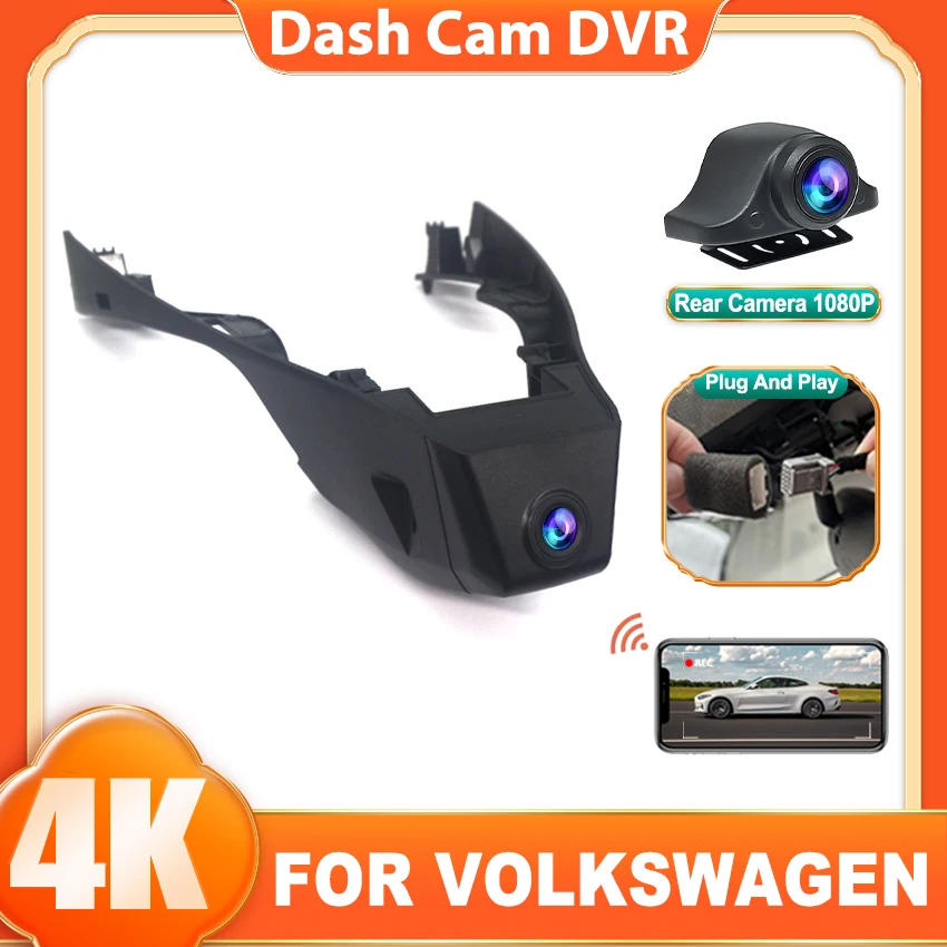 4K Dashcam Für VW Für Volkswagen T-Roc T Roc Troc 2017 zu 2024 2025, wifi Dash Kamera Dash Cam für Auto Fahrzeug Video Recorder