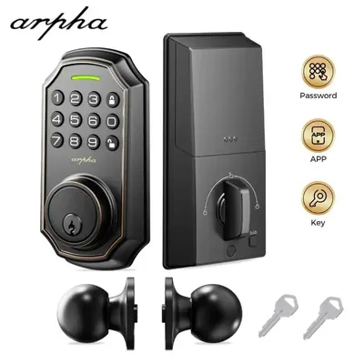 Arpha Smart Lock D180 Set Keyless Entry Door Lock 100 User Code & 16 Anti-Peeping Password Electronic Keypad Deadbolt Smart Lock