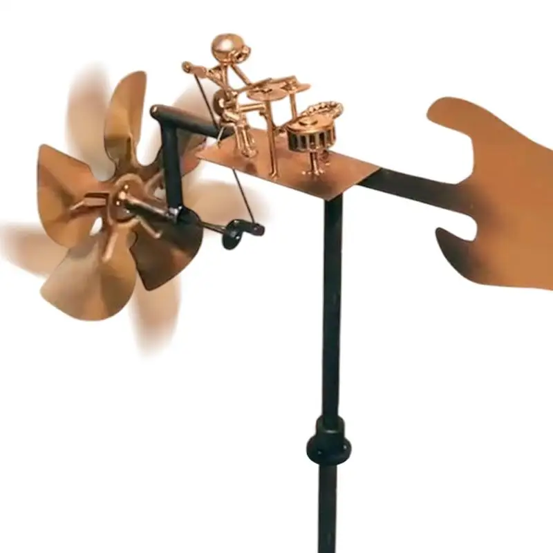 Windspiel aus Metall, Metall, Schlagzeuger, Windmühle, Statue, dekorative Windkraft, Rock-Kunst-Statue für Garten, Hof, Terrasse, Rasen, Veranda, Hinterhof