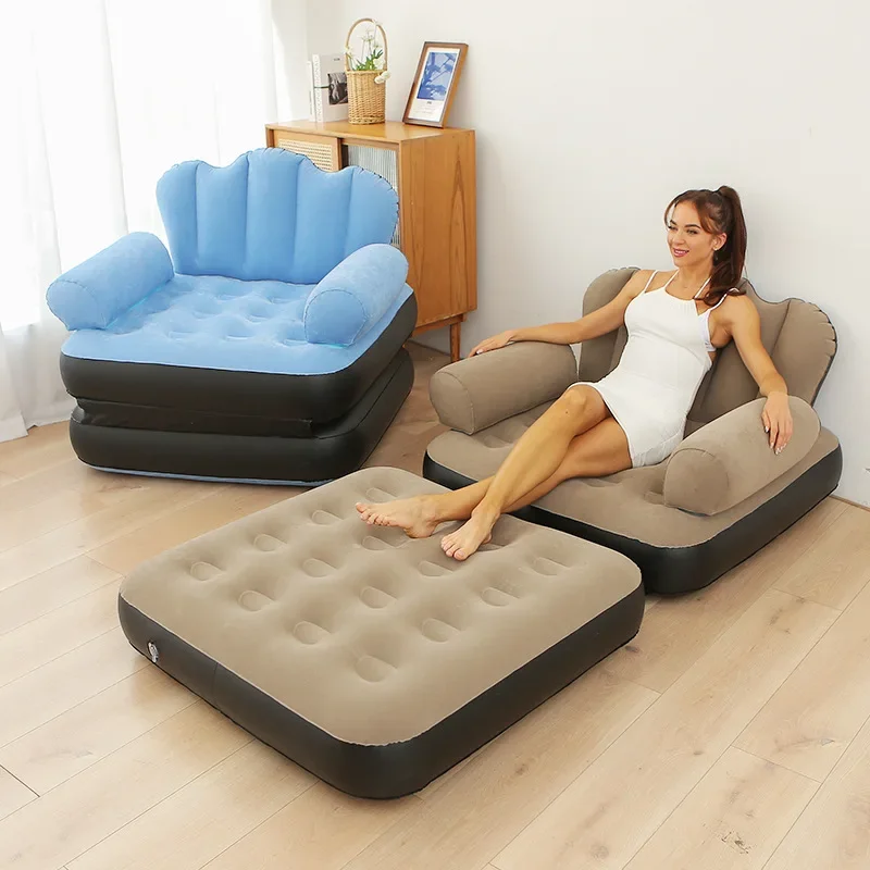 Aufblasbares Sofa, multifunktionales Fünf-in-Eins-Lazy-Sofa für den Außenbereich, aufblasbares Bett, praktischer Klappsessel