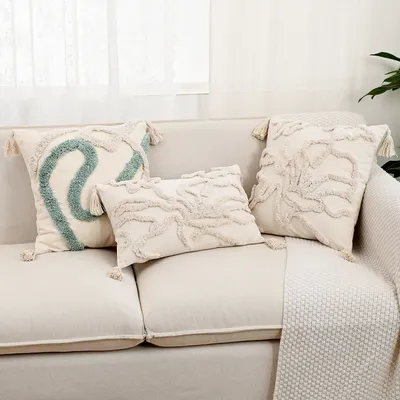 BUYNOW Tufted Line Kissenbezug Idyllisch Retro Minimalist Wohnzimmer Sofa Kissenbezug Home Schlafzimmer Auto Dekor cojines para sala Image