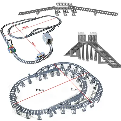 MOC Eisenbahn Brücke Zug Track Kombination Szene Bausteine DIY Kreuz Track Ziegel Spielzeug Eisenbahn Auto Kompatibel Mit LEGO Image