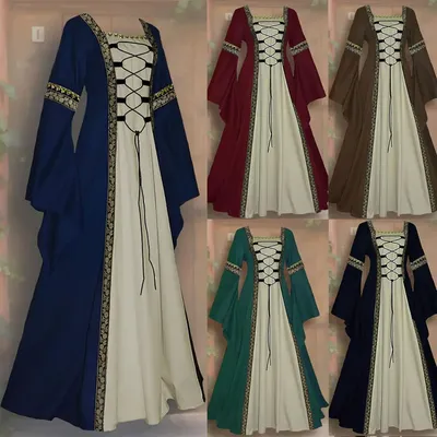 Frauen europäischen mittelalter lichen Hof Phantasie Vampir Cosplay Kostüm Karneval Vintage träger lose Langarm Königin elegantes Kleid Image