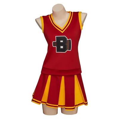 Sab-rina Cosplay-Kostüm für Damen, rot, ärmellos, Tanktops, Minirock, High School Cheerleading-Uniform, Halloween-Cheerleader-Kleid Image