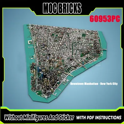 Neue Moc Block Gebäude Modell Manhattan Downtown New York City Modulare Block Geschenk kinder Spielzeug DIY Montage Set Image