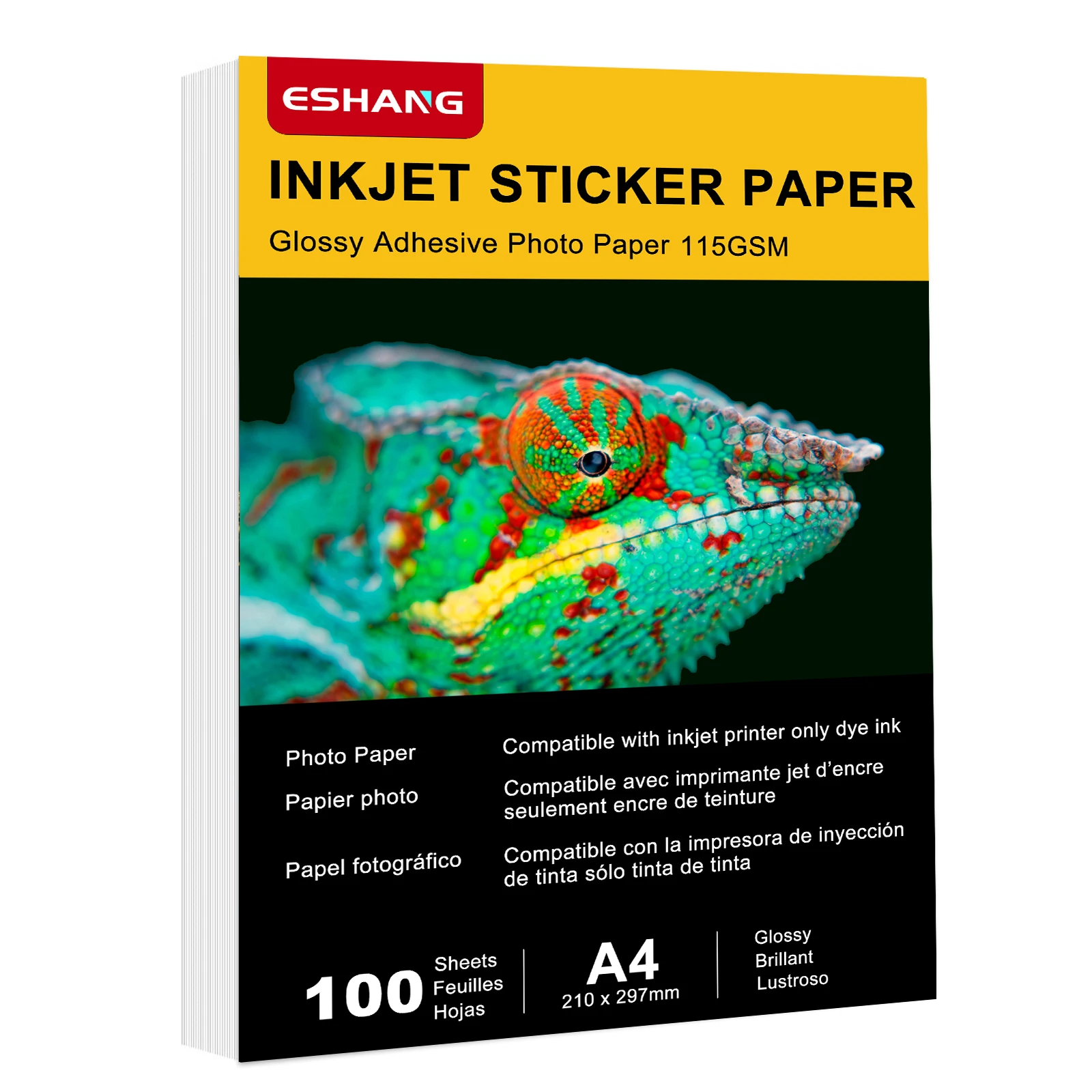 A4 115 GSM 100 Blatt bedruckbares, glänzendes Aufkleber-Fotopapier, 8,3 x 11,7 Zoll, selbstklebendes Inkjet-Fotopapier Image