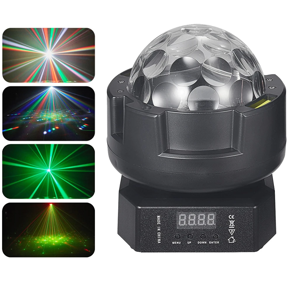Mini 30W Magic Ball Moving Head Light DMX Control DJ Laser Light Projector 2X10W Strobe Light for Party Wedding Club Event Show