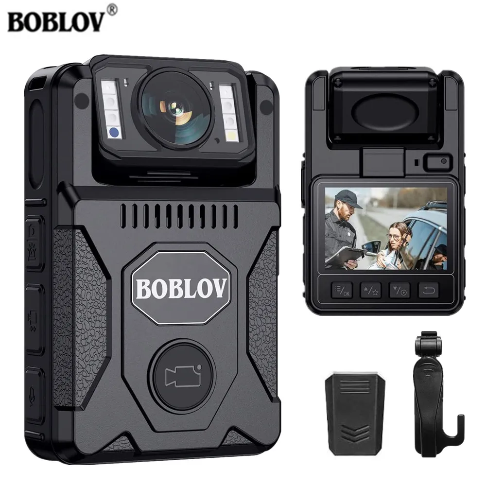 BOBLOV M7 1080P HD Minikamera 4000 mAh Camcorder 128 GB GPS Bodycam Polizeikamera 180 ° Rotierende Fahrradkameras Sport DV Auto DVR Image