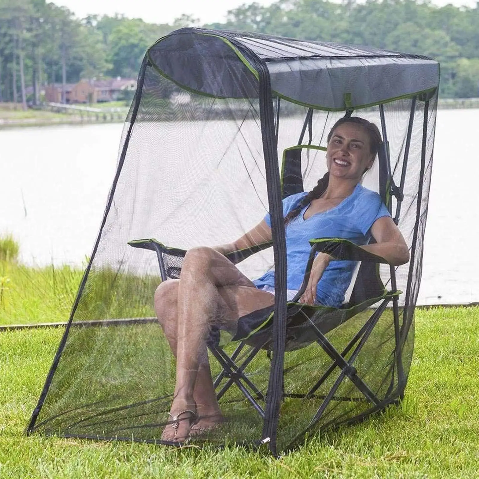 Outdoor Schaukel Sonnenschutz Abdeckung Camping Angeln Stuhl Moskito Net Polyester Mesh Zelt Für Terrasse Stuhl Anti-moskito Sonnenschirm Image