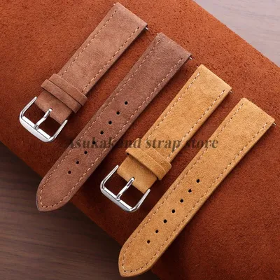 Vintage Wildleder Leder Uhrenarmband 18mm 19mm 20mm 22mm für Huawei GT5 Rindsleder Armband für Omega für Seiko Uhr Sport Uhrenarmband Image