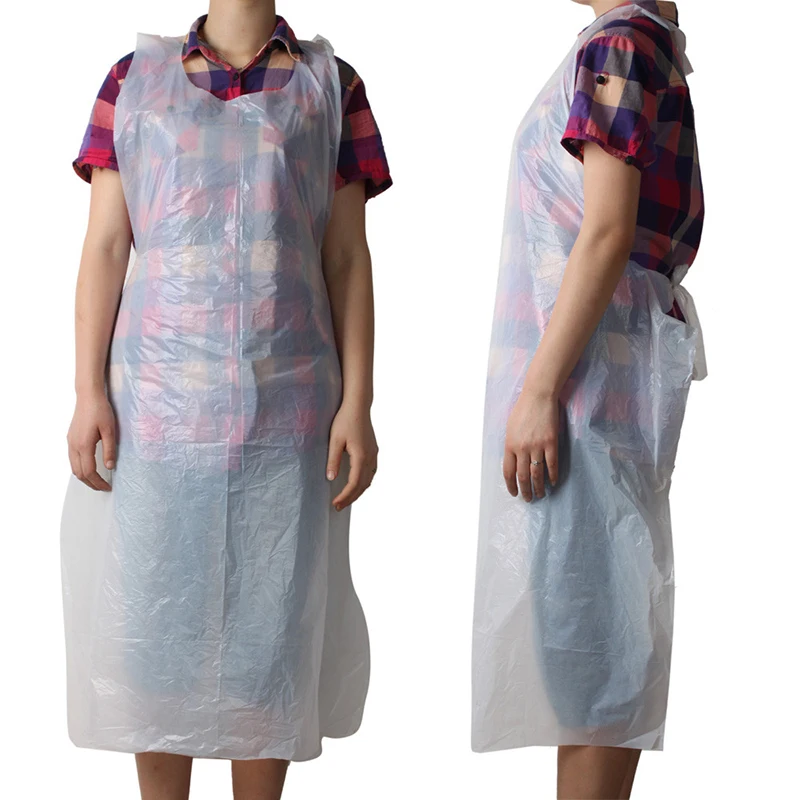 100PCS Disposable Kitchen Aprons Plastic Waterproof Apron Individually Packing Gowns For Men Women Kitchen Protection Accessory