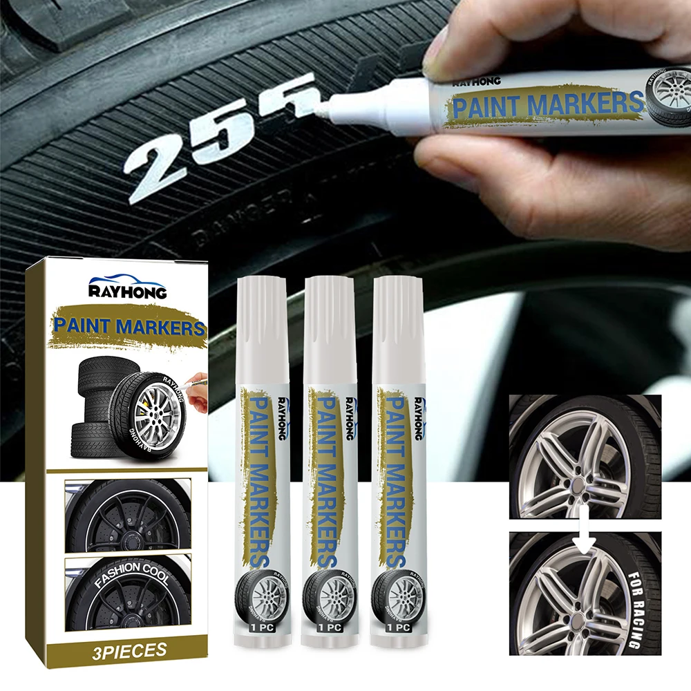 Weiß Wasserdicht Autos Rad Reifen Fettige Markierung Stift Auto Gummi Reifen Farbe Stift Permanent Marker Graffiti Ausbesserung Auto Zubehör Image