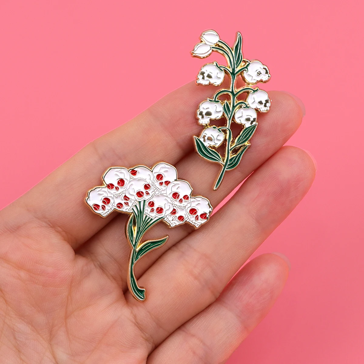 Skelett Glocke Orchidee Emaille Pins coole Broschen für Kleidung Rucksack Revers Abzeichen Modeschmuck Zubehör Souvenir Geschenke Image
