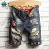 OUSSYU Marke Sommer Neue männer Zerrissene Kurze Jeans Loch Streetwear Fashion Blau Denim Shorts Marke Kleidung Große größe 28-40