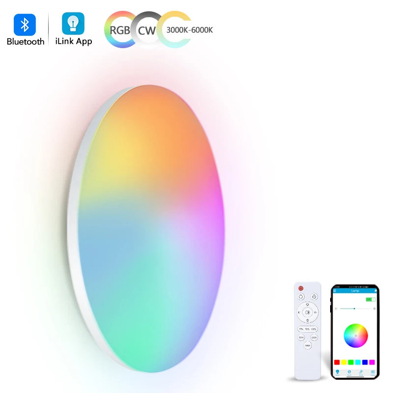 Moderne RGB-LED-Deckenleuchte, 18–54 W, 220 V, Farbe, dimmbares Licht, Glanz-Dimmung, Fernbedienung, Deckenleuchte für Schlafzimmer, Wohnzimmer