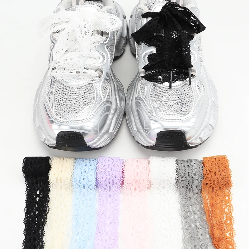 Weiß Schwarz Casual Seil Schnürsenkel für Schuhe Zubehör 80/100/120 CM 1 Paar Seide Spitze Schnürsenkel Mädchen Bunte Flache Schnürsenkel