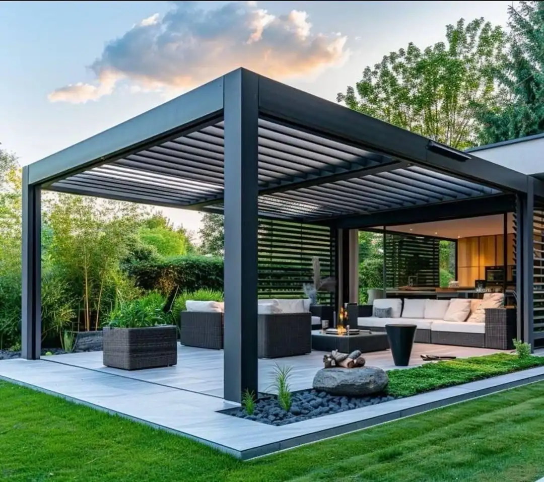 Bioclimatique Gartenbögen, Lauben, Pergolen, Aluminium, Lamellendach, Pergola, ferngesteuerter Motor für Außenterrasse Image
