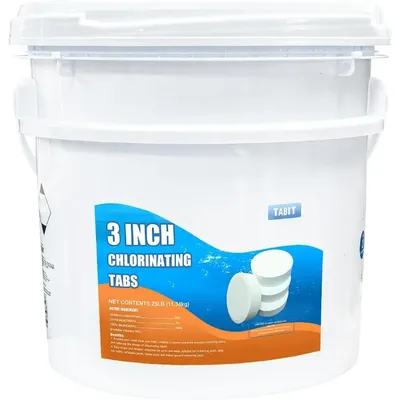 Chlorine Tablets 3 inch 25 Pounds TABIT Swimming Pool Long Lasting Chlorinating Tablets Slow Dissolving Tri-Chlor for Swim Pool