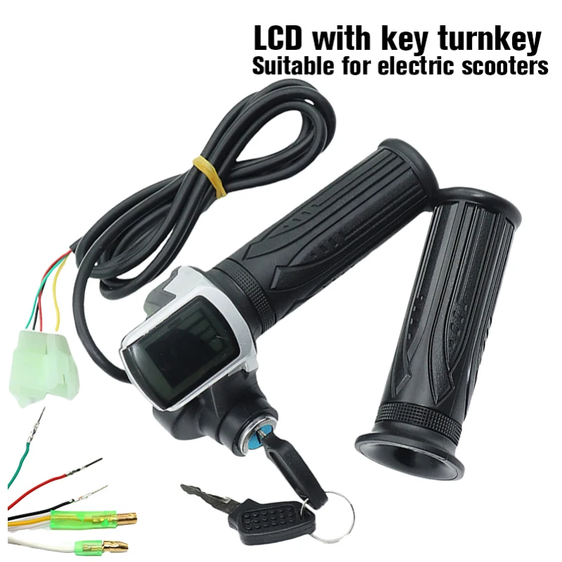 Electric Scooter 24V 36V 48V Half Twist Throttle with LED Power Indicator Key Lock for electric Bikes Scooters Image