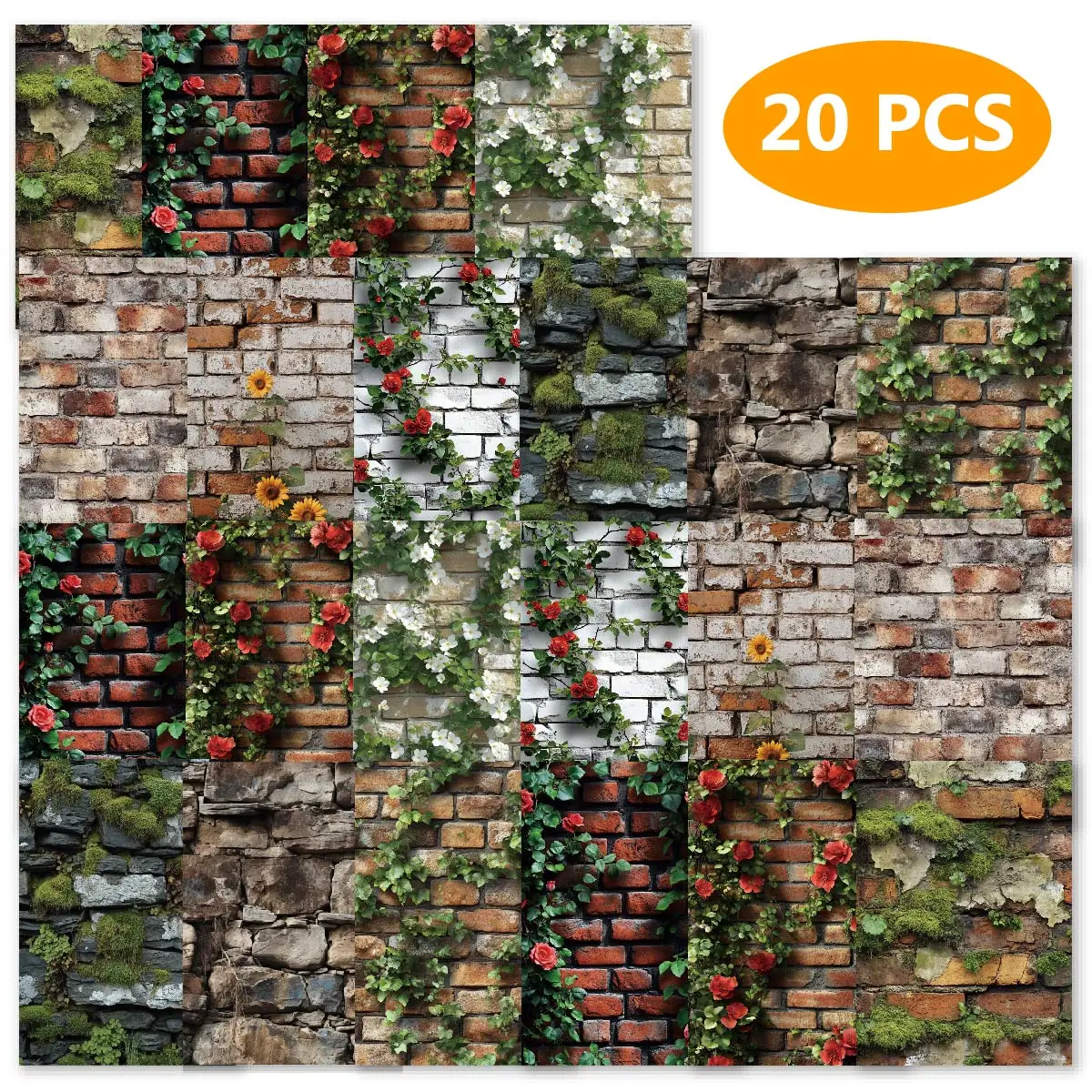 Tapetenrebenmuster (14 x 10) cm, 20 Blatt für Heimdekoration und Scrapbooking-Zubehör, ideal für Wände, Gepäck, Heimwerkerarbeiten Image