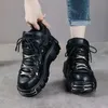 Neue Rock Schuhe Frauen Pumpt Schuhe Heavy Metal Dicken Boden High Top Punk Leder Schuhe Gothic Dark Black Rock Stiefel