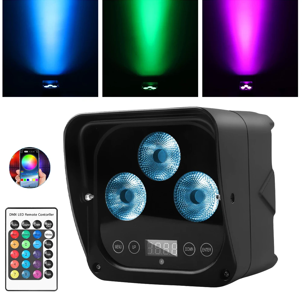 Wireless Rechargeable Stage Par Light IP64 Waterproof 3X10W RGBW 4IN1 Battery Powered Stage Lights Remote/DMX Control DJ Lights