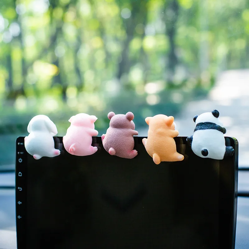 1pc Auto der Display Bildschirm Kaninchen Koala Panda Hund Dekorative Center Konsole Ornament Büro Computer DIY Telefon Fall Spielzeug geschenk Image